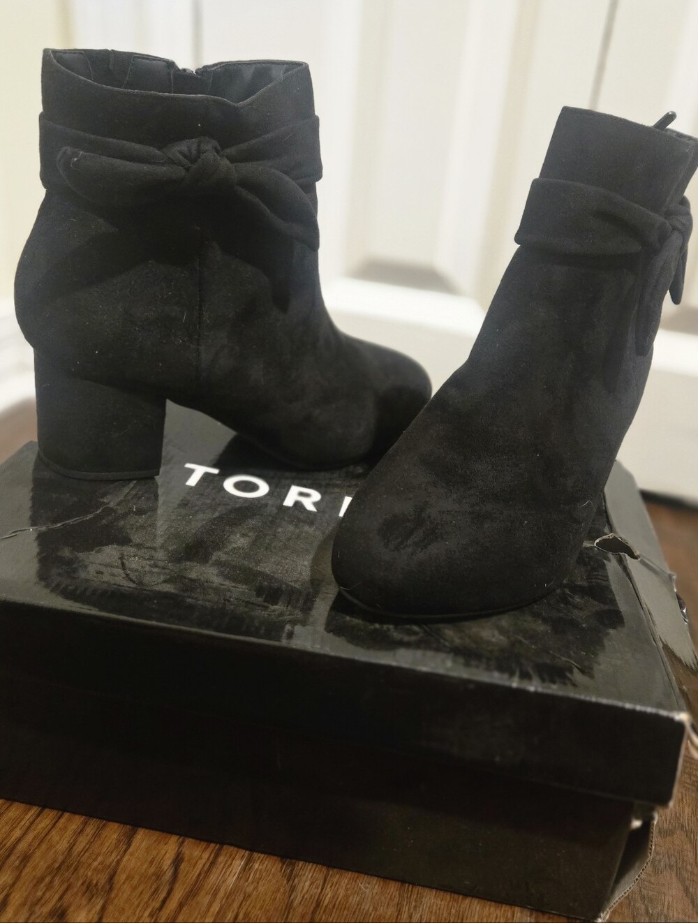 torrid Black Suede Knot Ankle Booties Size 10